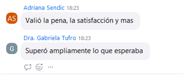 Comentarios de participantes: valió la pena y superó ampliamente lo que esperaba.